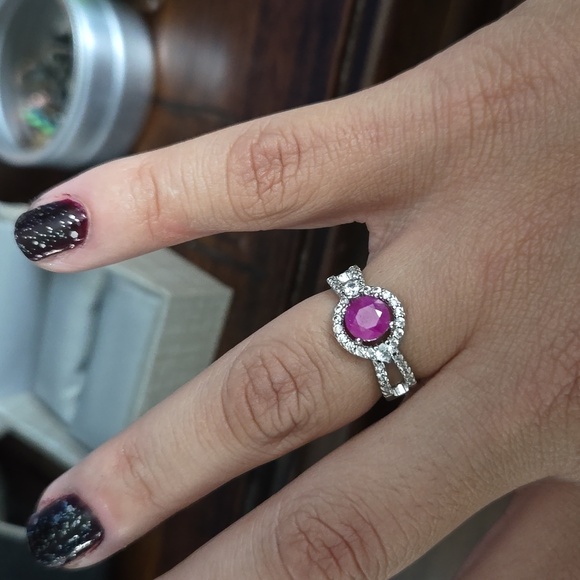 925 Pezzottaite and diamond ring size 7 - Picture 2 of 5